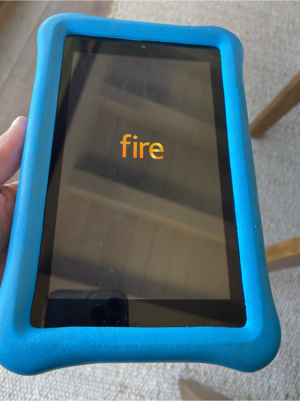 Amazon Fire Tablet with Bright Blue Protective Case
